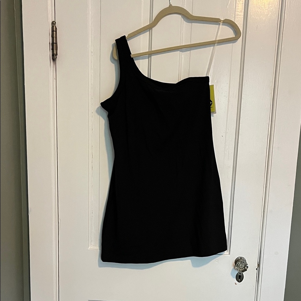 All in Motion Black One-Shoulder Mini Dress